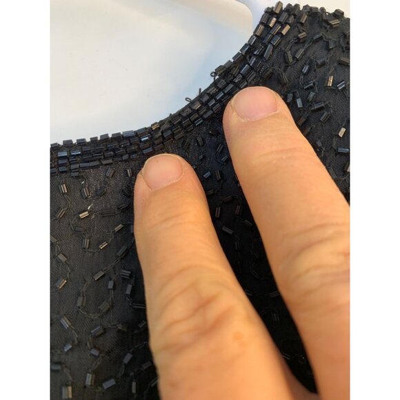 VTG 80s Gopal Black Beaded Jacket Champagne Theme 100% Silk Lined M 8695 - Picture 8 of 13